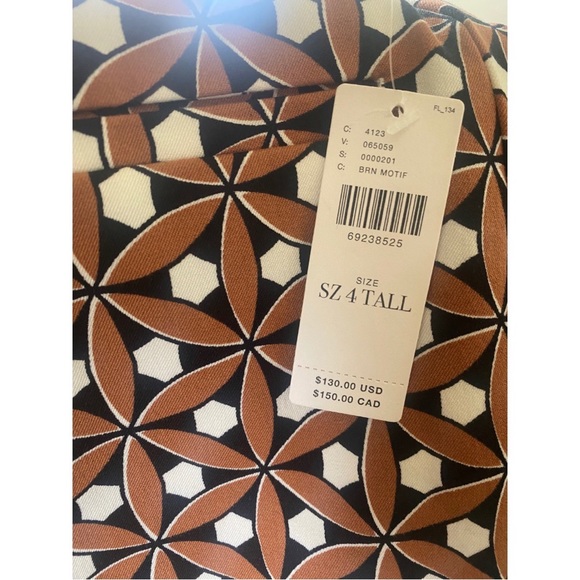 NWT Anthropologie Maeve Essential High Rise Kick Flare Brown Motif Pants - Picture 5 of 7